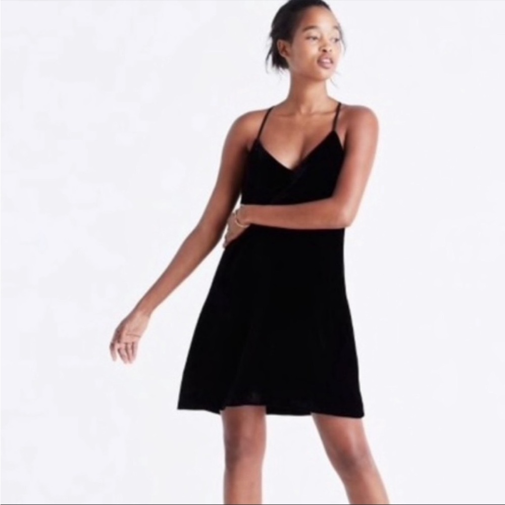 Madewell Black Velvet Mini Dress